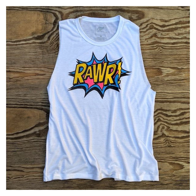 American Made In USA Womens Running Clothing RAWR Muscle Tank Running Hiking Fitness Performance Sportswear Runyon Canyon Apparel
