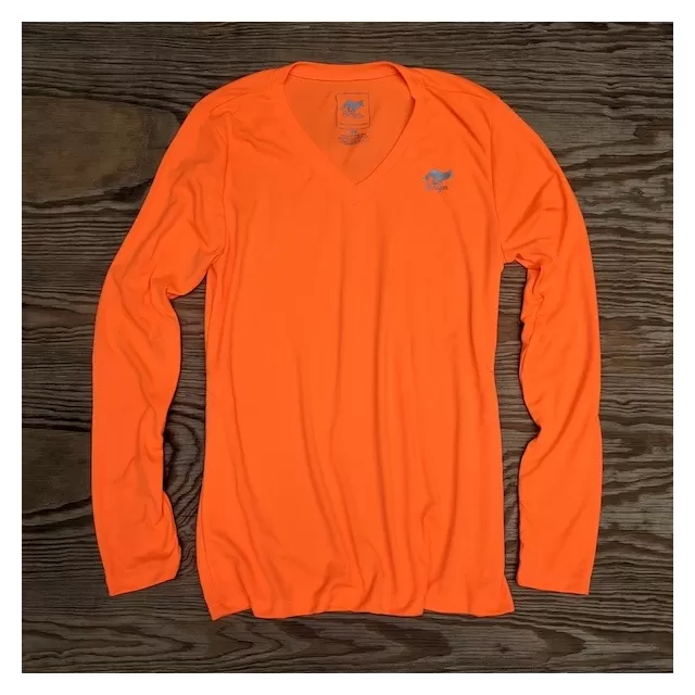 Runyon Canyon Apparel Womens Neon Orange Long Training Performance Fitness Shirt Made In USA