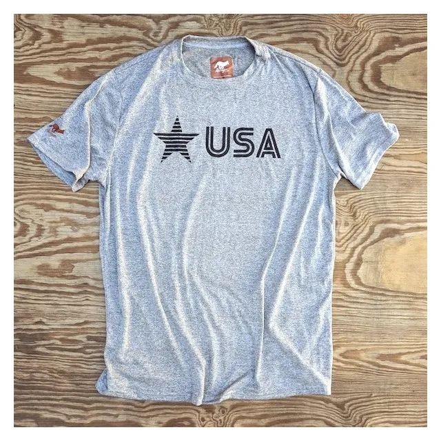 Runyon Men's Black Star USA Signature Fitness Shirt great for Running, Hiking, Outdoor Fitness Made In USA