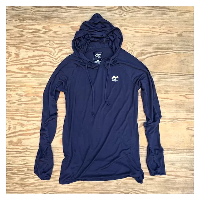 Men's Navy Blue Fitness Hoodie Made In USA Performance wear Hiking, Running, Trails, Outdoor Fitness