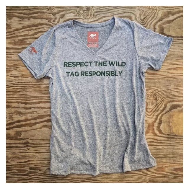 Runyon Womens Respect The Wild Tag Responsibly Signature Fitness Shirt Made In USA