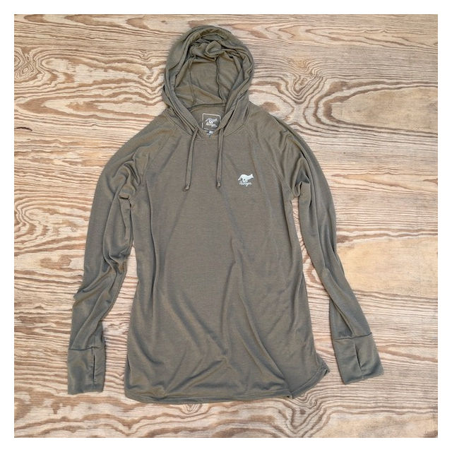 Women's Sierra Sage Olive Green Fitness Hoodie Made In USA Performance wear Hiking, Running, Trails, Outdoor Fitness