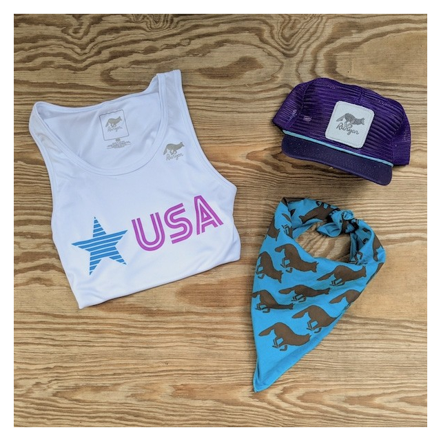 Runyon Star USA Purple Turquoise Performance Fitness Tank Top