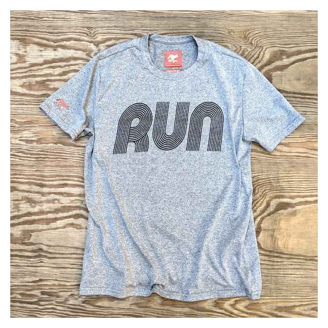 Runyon American Made In USA Mens Running Apparel Heather Grey RUN Signature Performance Shirt Fitness Sportswear Activewear