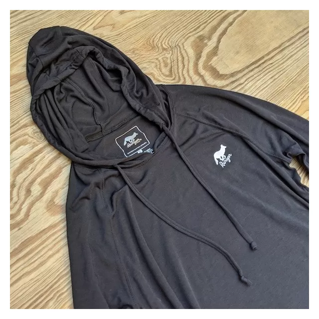 Women's Black Ninja Fitness Hoodie Made In USA Performance wear Hiking, Running, Trails, Outdoor Fitness