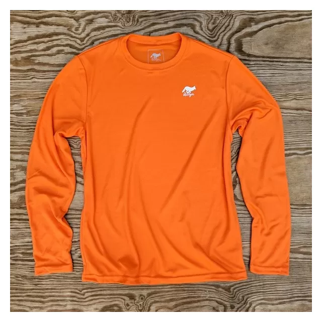 Runyon American Made In USA Mens Running Apparel Orange Long Sleeve Trail Shirt Performance Fitness Sportswear Runyon Canyon Apparel