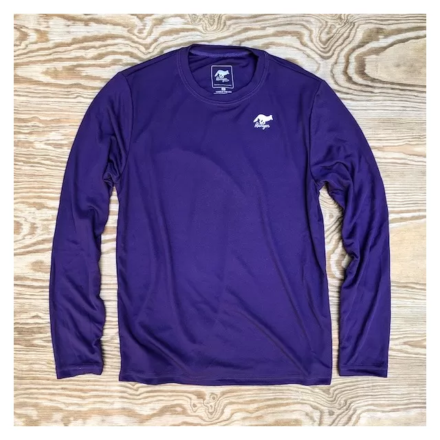 Runyon American Made In USA Mens Running Apparel Purple Long Sleeve Trail Shirt Performance Fitness Sportswear Runyon Canyon Apparel