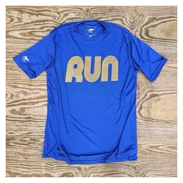 Runyon American Made In USA Men's Running Clothing RUN Royal Gold Fitness Shirt Performance Sportswear Runyon Canyon Apparel