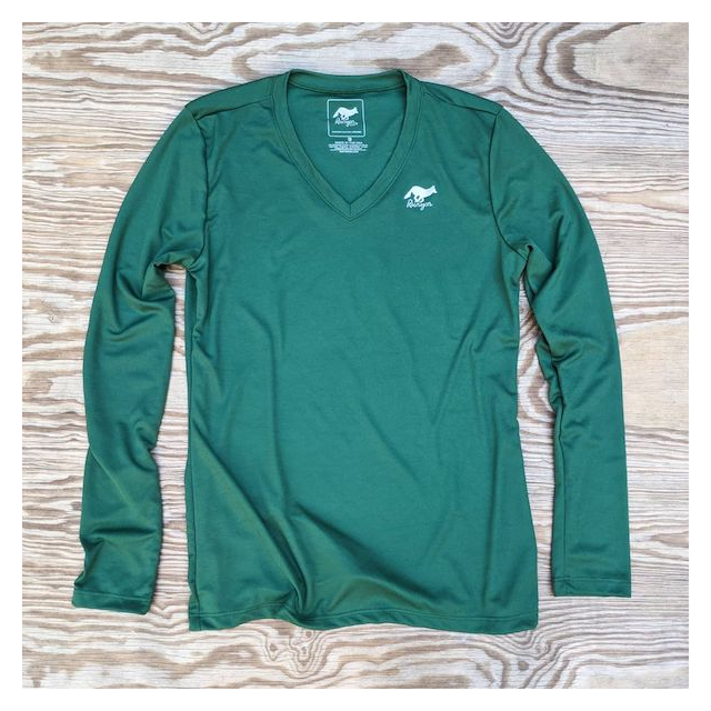Runyon American Made In USA  Women's Forest Green Long Sleeve Running Fitness Performance Shirt