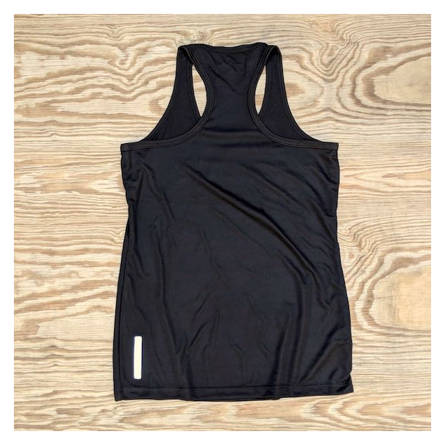Runyon American Made In USA Womens Running Fitness Apparel Black Reflective Tank Top Singlet Performance Sportswear