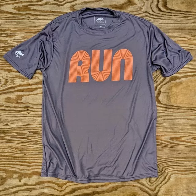 Runyon Neon Orange Greystone RUN Training Performance Shirt Made In USA Runyon Canyon Apparel