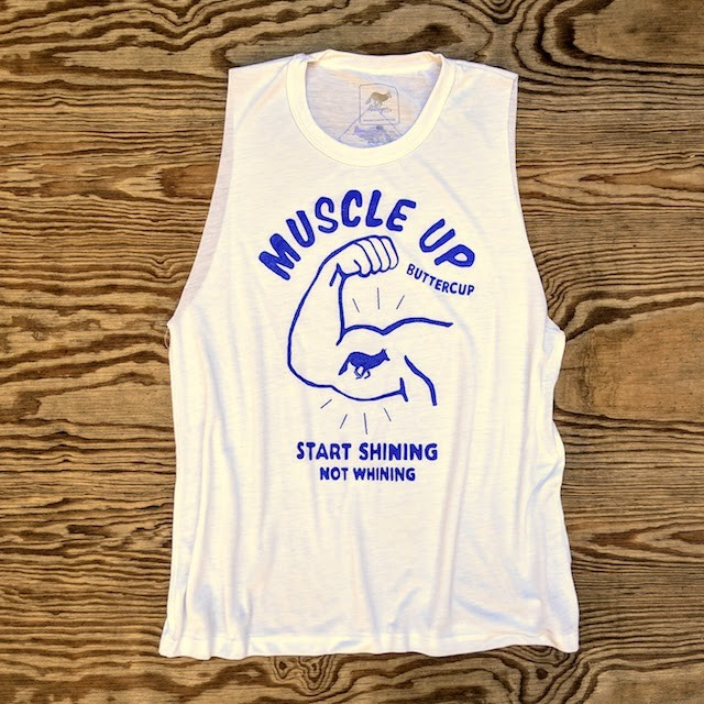 Runyon Canyon Apparel Women's Muscle Up White Blurple Muscle Tank | Made In USA