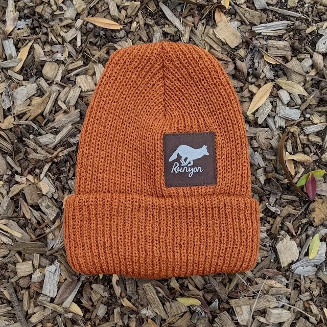 Runyon Burnt Orange Woods Reflective Knit Beanie Made In USA | Runyon Canyon Apparel