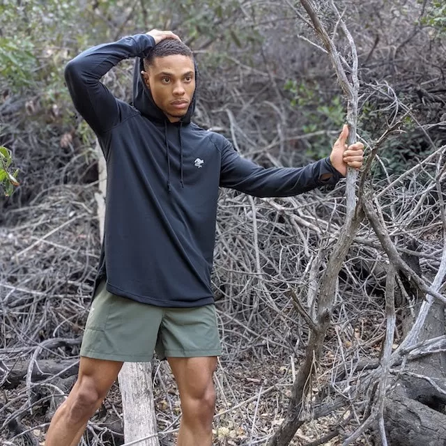 Runyon Mens Black Ninja Fitness Hoodie Made In USA Performance Sportswear