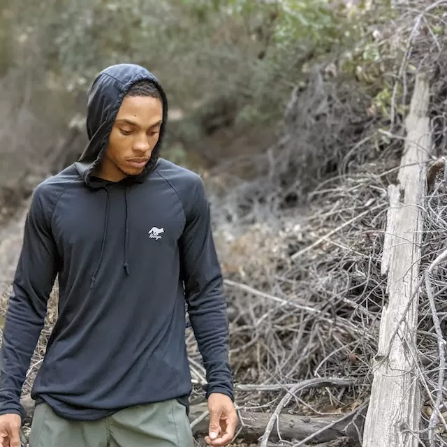 Runyon Mens Black Ninja Fitness Hoodie Made In USA Performance Sportswear