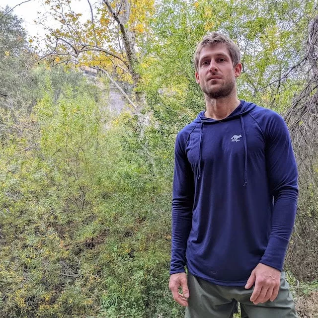 Runyon Mens Navy Hoodie Performance Fitness Apparel Made In USA