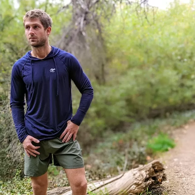 Runyon Mens Navy Hoodie Performance Fitness Apparel Made In USA