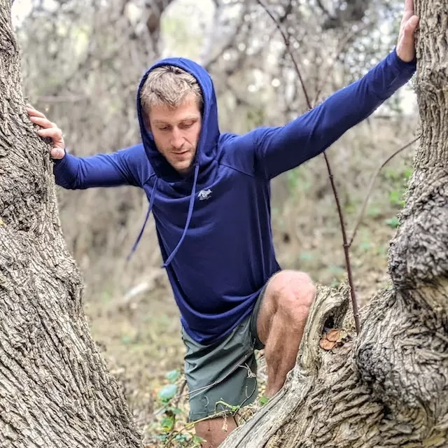 Runyon Mens Navy Hoodie Performance Fitness Apparel Made In USA