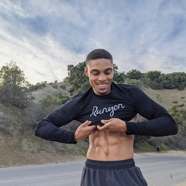 Runyon Mens Black Reflective Script Performance Long Sleeve Training Shirt Made In USA