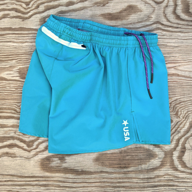 Runyon Unisex 3" Teal Performance Running Short Made In USA