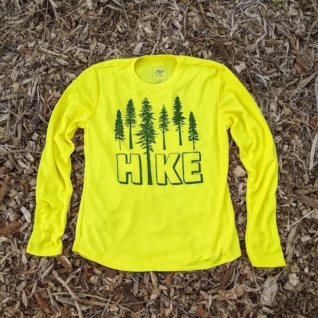 Runyon Canyon Apparel Women's HIKE Yellow Forest Long Performance Technical Trail Shirt Made IN USA Runyon Canyon Apparel Women's HIKE Yellow Forest Long Performance Technical Trail Shirt Made IN USA