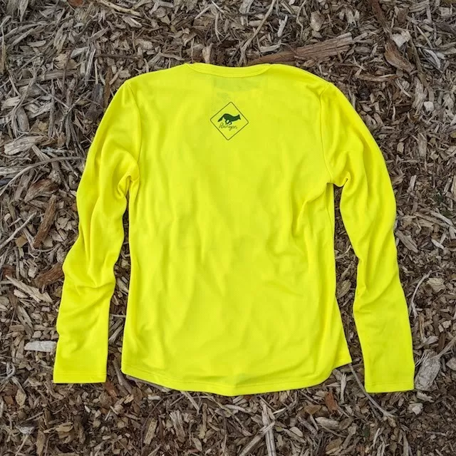 Runyon Canyon Apparel Women's HIKE Yellow Forest Long Performance Technical Trail Shirt Made IN USA Runyon Canyon Apparel Women's HIKE Yellow Forest Long Performance Technical Trail Shirt Made IN USA
