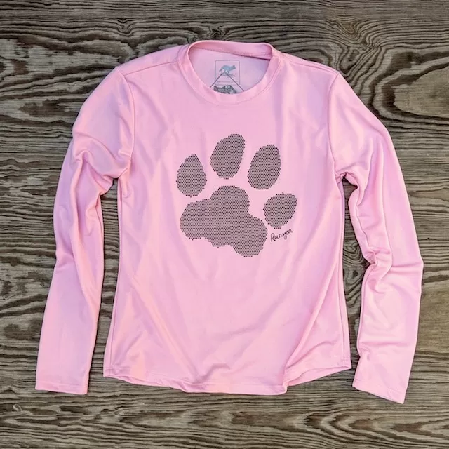 Runyon Cool Pink Puma Paw Long Sleeve Tech Trail Performance Shirt Made In USA Runyon Cool Pink Puma Paw Long Sleeve Tech Trail Performance Shirt Made In USA