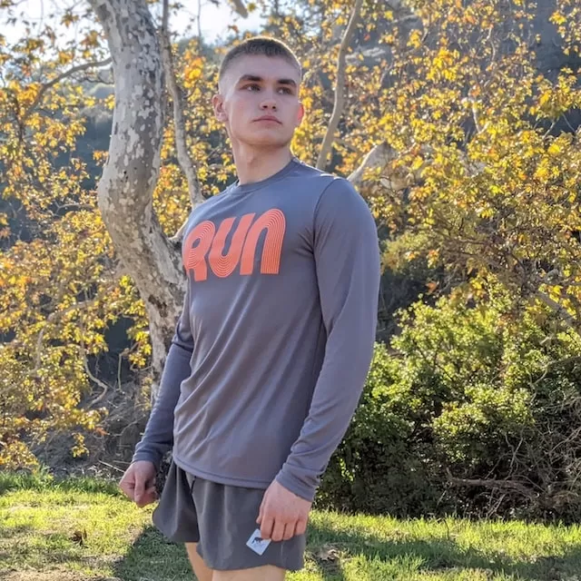 Runyon Neon Orange Greystone Long Training Performance Shirt Made In USA Runyon Canyon Apparel