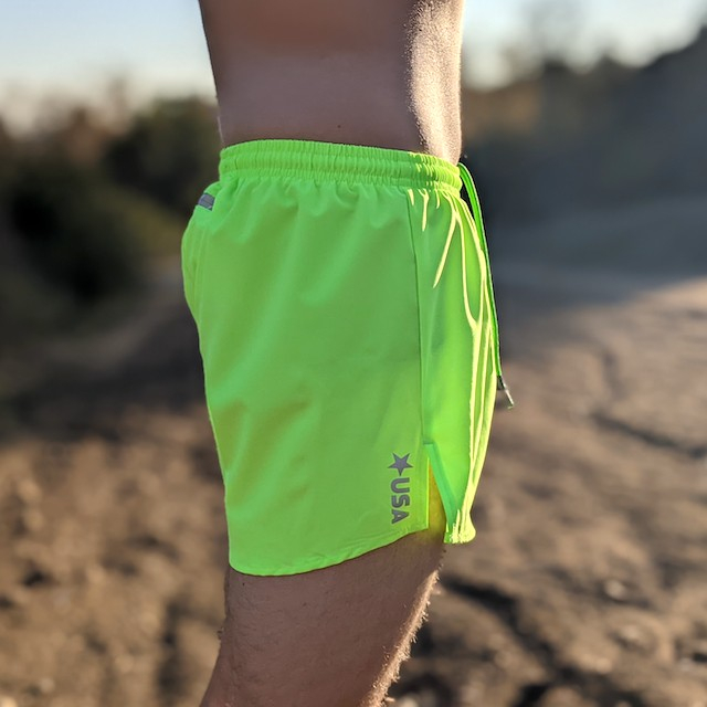 Runyon Unisex 3" Neon Yellow Performance Running Short Made In USA | Runyon Canyon Apparel