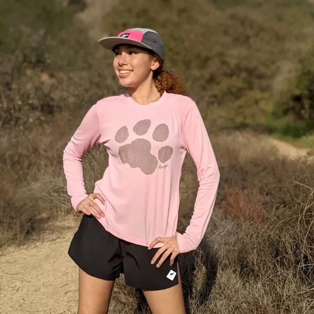 Runyon Cool Pink Puma Paw Long Sleeve Tech Trail Performance Shirt Made In USA