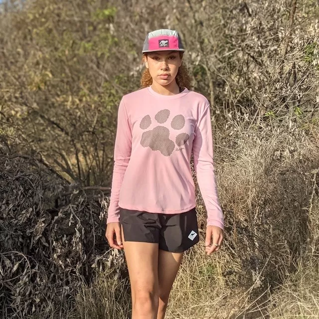Runyon Cool Pink Puma Paw Long Sleeve Tech Trail Performance Shirt Made In USA Runyon Cool Pink Puma Paw Long Sleeve Tech Trail Performance Shirt Made In USA