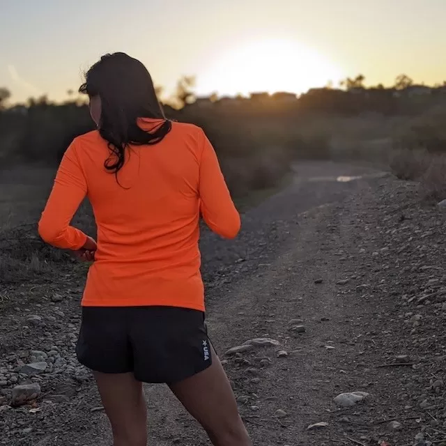 Runyon Women's Neon Orange Long Sleeve Performance Training Shirt