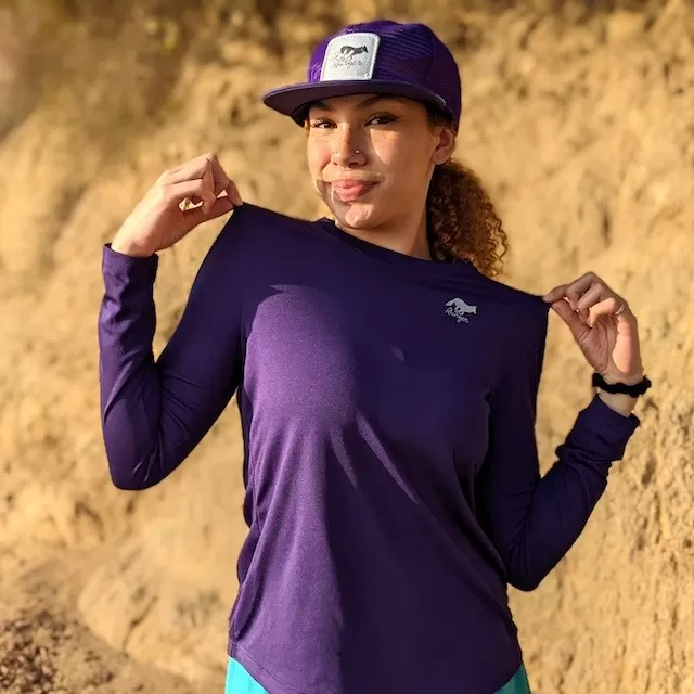 Runyon Womens Purple Long Sleeve Performance Trail Shirt Made In USA Runyon Womens Purple Long Sleeve Performance Trail Shirt Made In USA