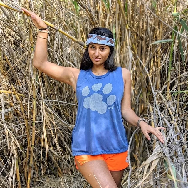 Runyon Women's Puma Paw Smokin Blue Muscle Tank Made In USA