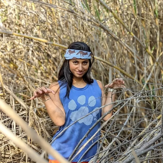 Runyon Women's Puma Paw Smokin Blue Muscle Tank Made In USA