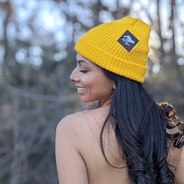 Runyon Honey Mustard Reflective Knit Beanie American Made In USA | Runyon Canyon Apparel