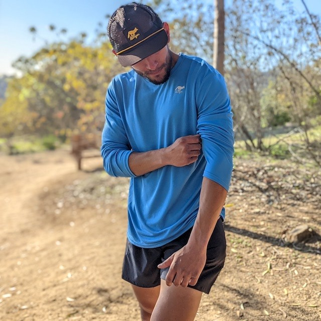 Mens Baby Blue Skies Long Sleeve Technical Trail  Performance Sportswear Shirt Made In USA - Great for hiking