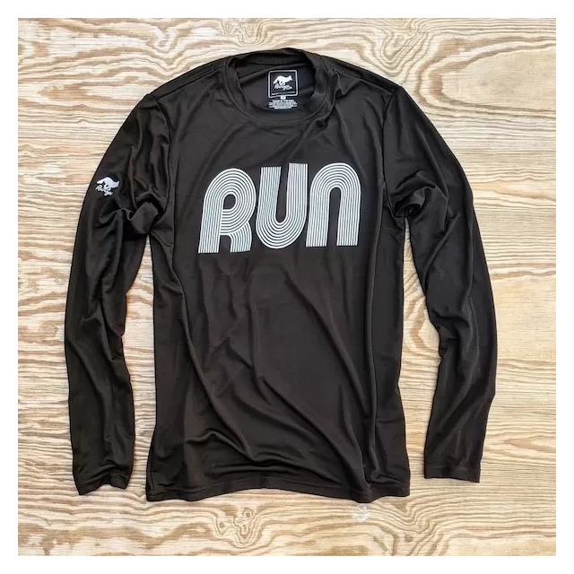 American Made In USA Mens Running Clothing Black RUN Fitness Shirt Performance Sportswear Runyon Canyon Apparel