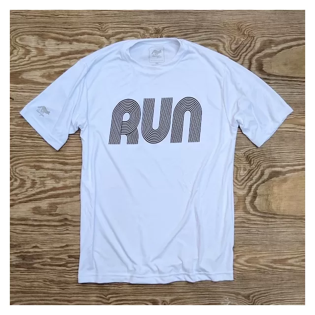 American Made In USA Men's Running Clothing RUN White Fitness Shirt Performance Sportswear Runyon Canyon Apparel