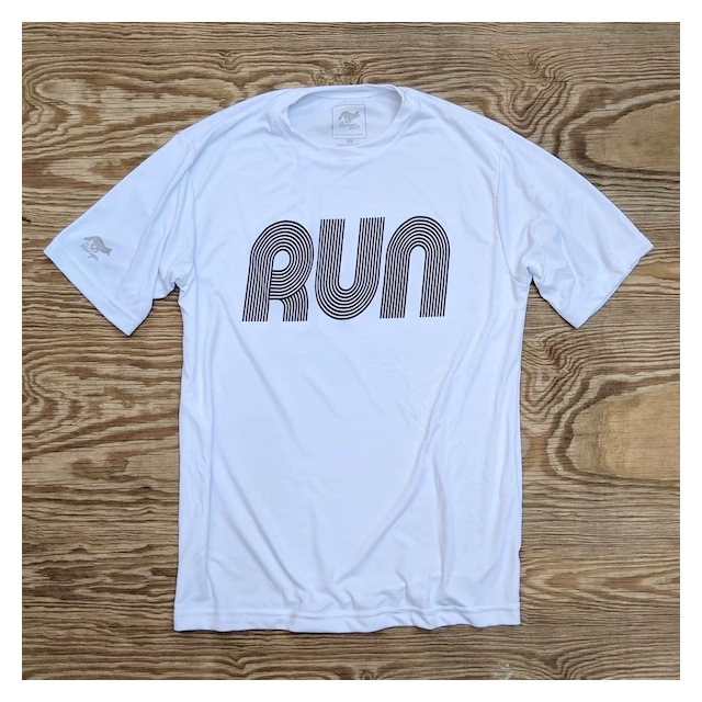 American Made In USA Men's Running Clothing RUN White Fitness Shirt Performance Sportswear Runyon Canyon Apparel