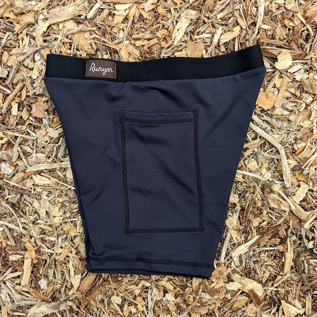 Runyon Black Performance Liner Biker Brief Phone Pocket Nylon Spandex Made In USA