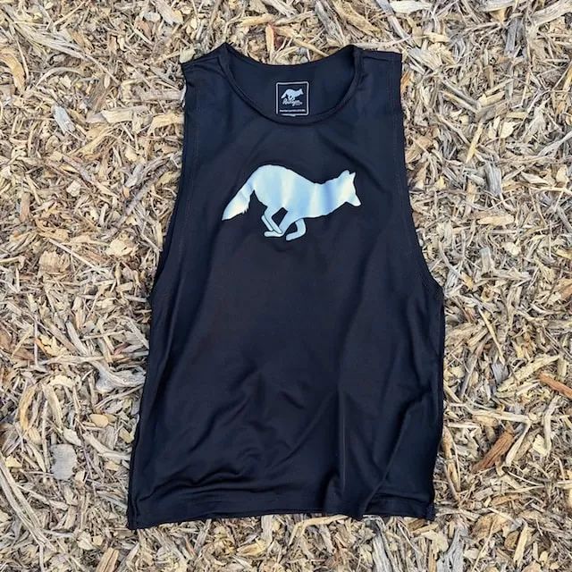 Runyon Unisex Reflective Logo Black Workout Muscle Tank | Made In USA