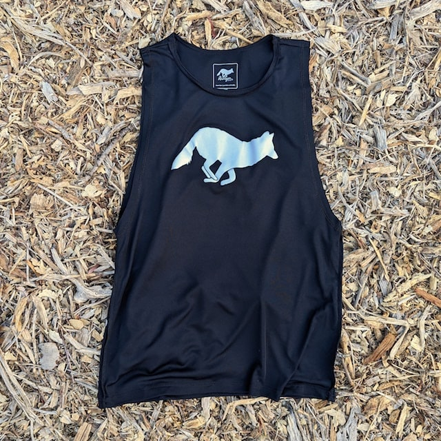Runyon Unisex Reflective Logo Black Workout Muscle Tank | Made In USA