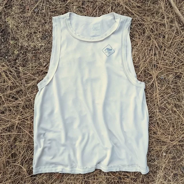 Runyon Men's Unisex Khaki Sand Tech Trail Tank - Muscle Workout Tank Top, Made In USA | Runyon Canyon Apparel