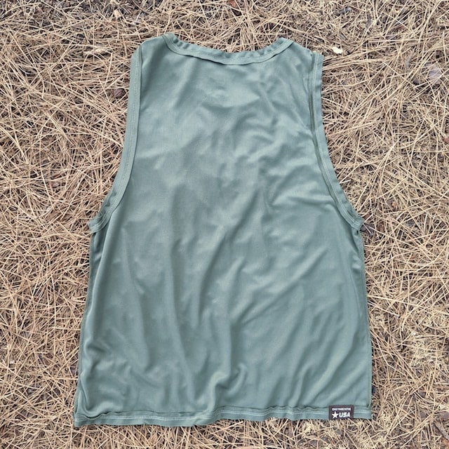 Runyon Men's Unisex Olive Green Tech Trail Tank - Muscle Workout Tank Top, Made In USA | Runyon Canyon Apparel