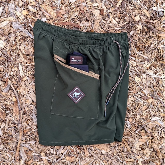 Runyon TrailStash 7" Olive Green  TrailStash Gravel Performance Short