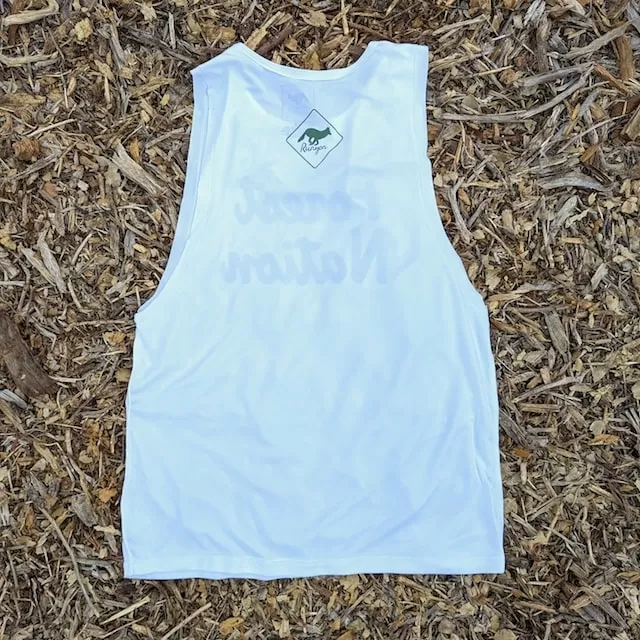 Runyon Women's Unisex Forest Nation White Muscle Tank great for Running, Hiking, Gym, Workout, Outdoors & Fitness -  Made In USA