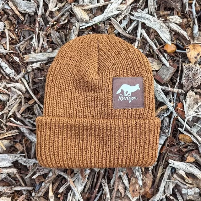 Runyon Cedar Brown Reflective Knit Beanie Made In USA | Runyon Canyon Apparel
