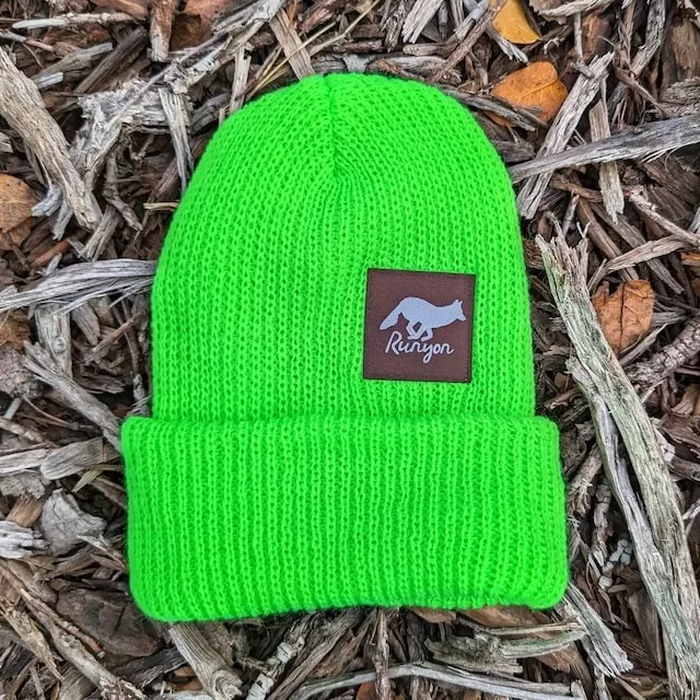 Runyon Neon Green Reflective Knit Beanie Made In USA | Runyon Canyon Apparel