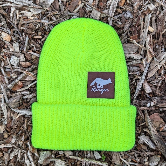 Runyon Neon Safety Yellow Reflective Knit Beanie Made In USA | Runyon Canyon Apparel